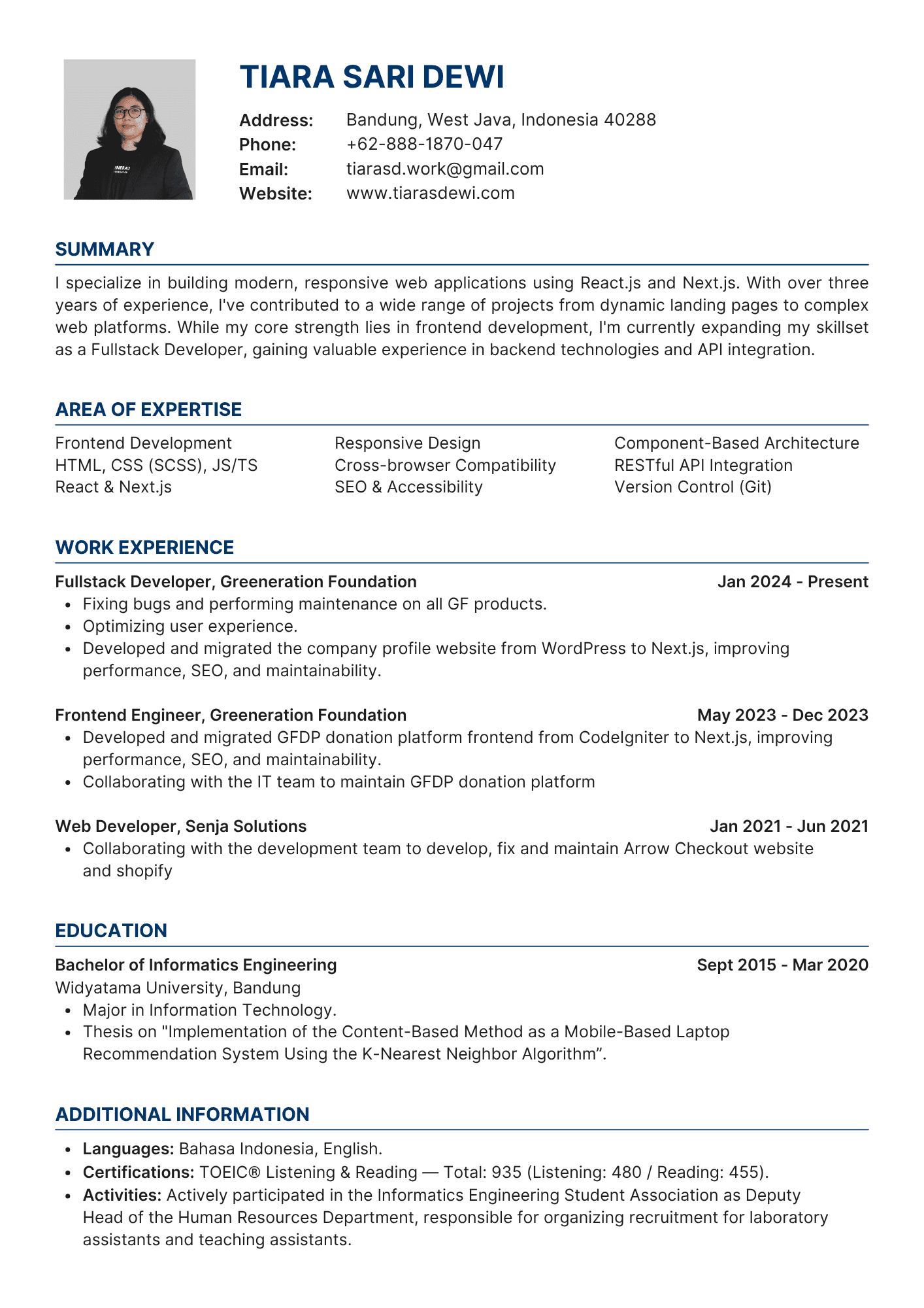 Resume preview